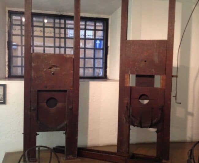 Two of the guillotines used after the French introduced it Rome during Napoleonic rule.