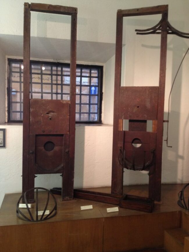 Two of the guillotines used after the French introduced it Rome during Napoleonic rule.