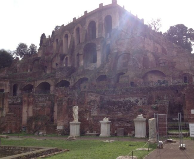 The remains of Nero's palace high atop Palatine Hill