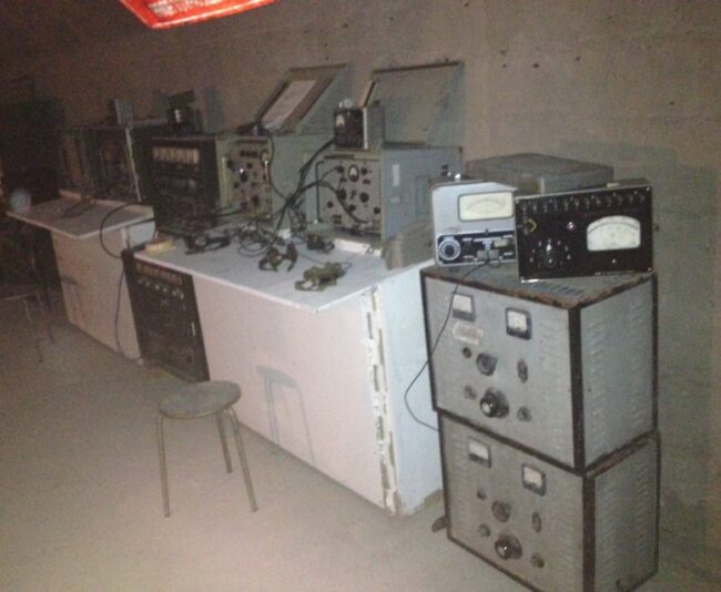 The German command post inside Mussolini's bunker. The Germans took it over after Mussolini ran out of power.