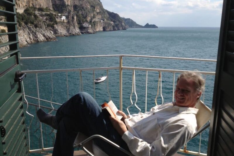 The balcony at my AirBnB in Praiano, a little speck on the Amalfi Coast.
