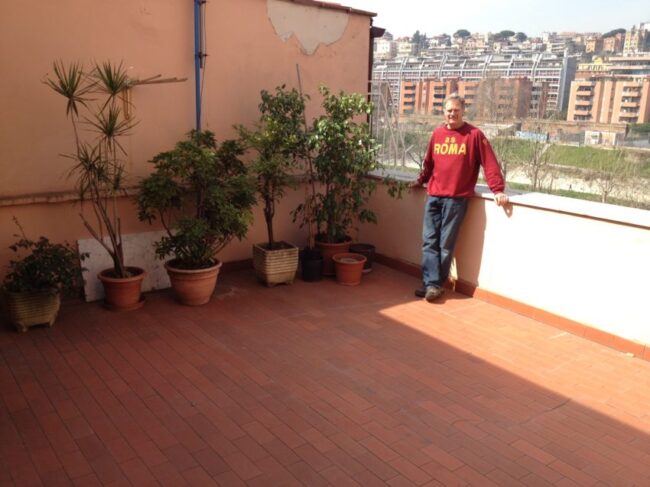 My 350-square-foot terrace overlooking the Tiber River. OK, so it