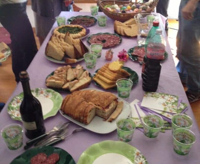 Just part of the Easter Sunday feast at the Castellanis.