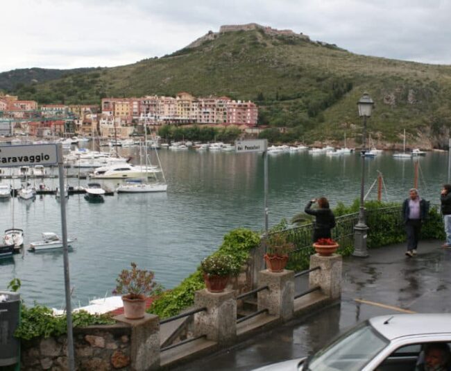 The town of Porto Ercole, on a little peninsula in the Tyrrhenian Sea, honored the Renaissance artist Caravaggio in the place where he died.