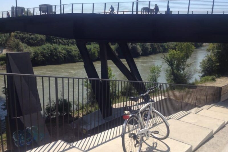 The "path" leading to the bike path along the Tiber River.