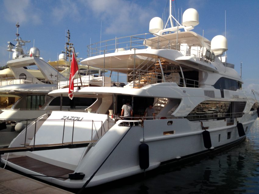 One of the many yachts in Cannes' harbor.