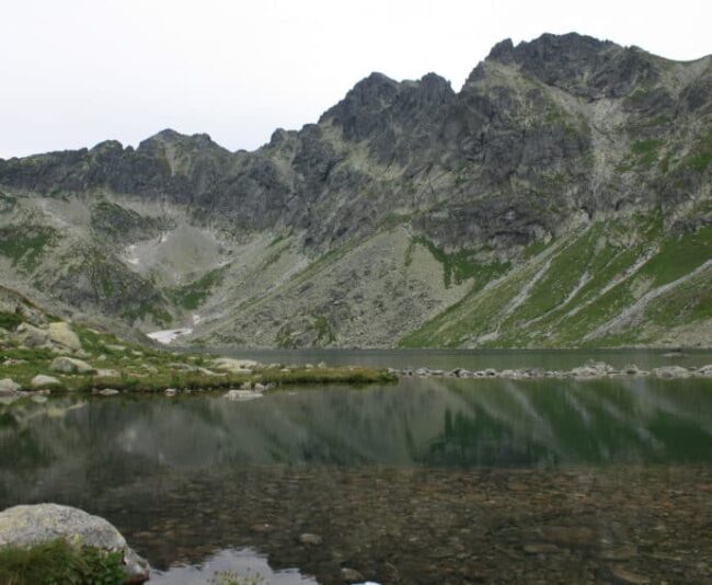 Hincove pleso, at 6,422 feet, comes after a three-hour climb straight up and is on the Polish border.