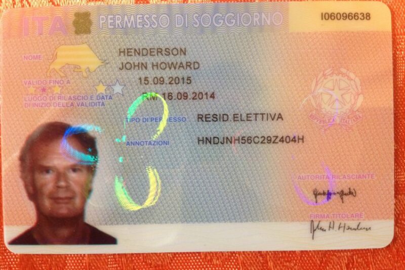 This prized possession allows me to be a legal resident of Italy for a year.