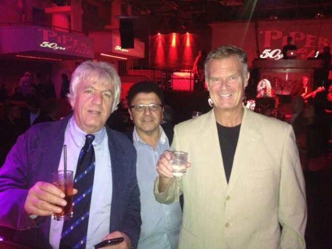 Alessandro Castellani, Robert Della Vedova and me at Seventies Night at the Piper, a landmark since 1965.