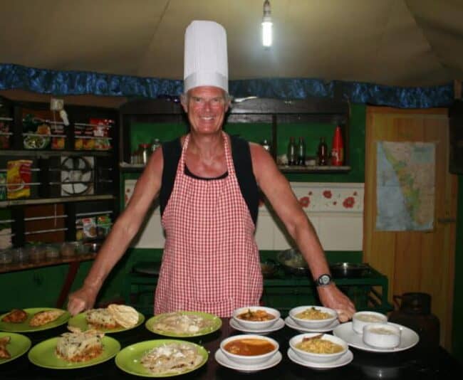 Me after Melanie and I cooked a six-course Indian meal in two hours.