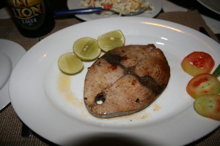 My perfectly prepared tuna steak.