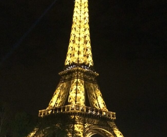 My view of the Eiffel Tower during a trip up the Seine River.