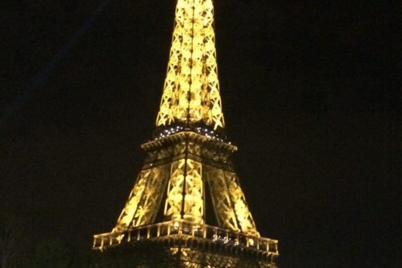 My view of the Eiffel Tower during a trip up the Seine River.