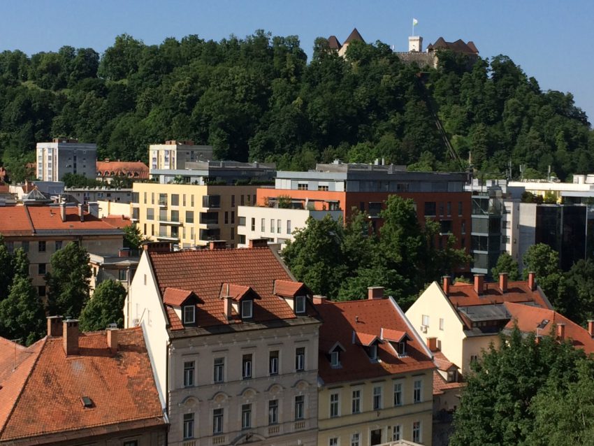 The view off Castle Hill and Ljubljana Castle from my AirBnB.