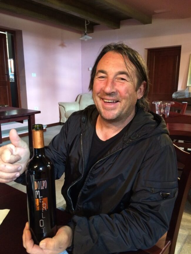 Marko Skocaj, owner of Dolfo winery, shows off the best Merlot I've ever tasted.