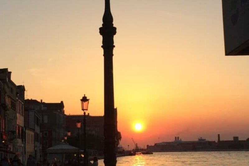 The view of Venice's sunset from inn front of my AirBnB apartment.