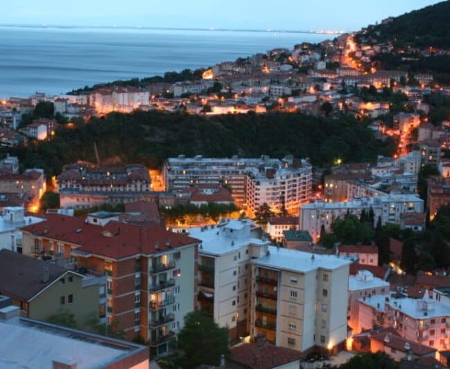 Trieste hugs a corner of northeast Italy on the Adriatic nearly surrounded by Slovenia.