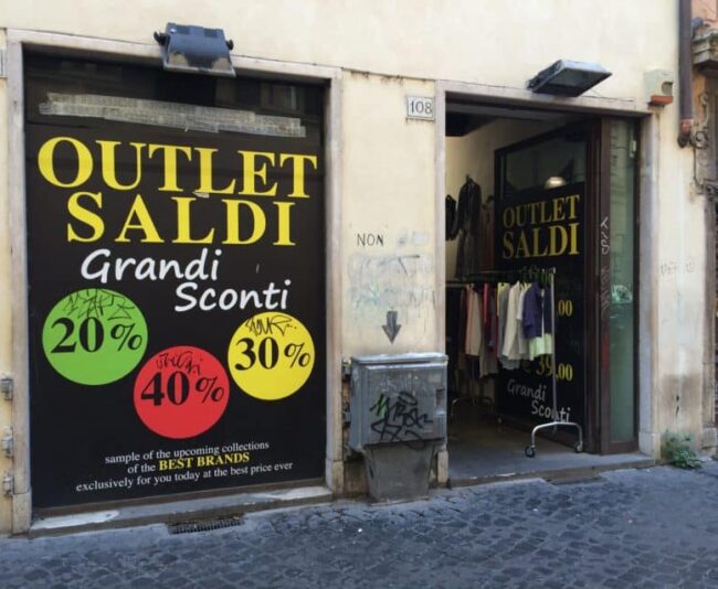 Italy has sales every summer and winter with prices up to 50 percent off.