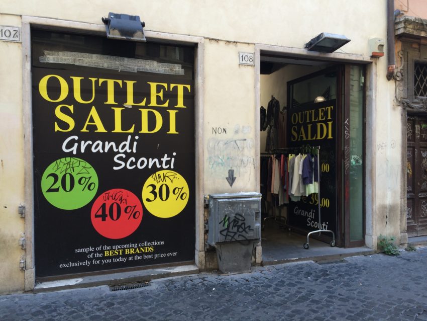 Italy has sales every summer and winter with prices up to 50 percent off.