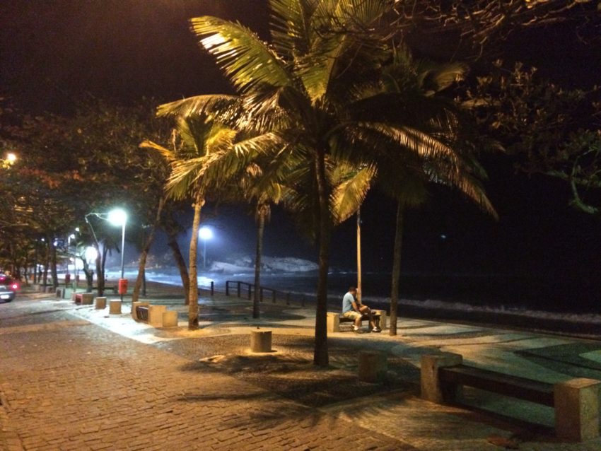 Ipanema Beach at night.