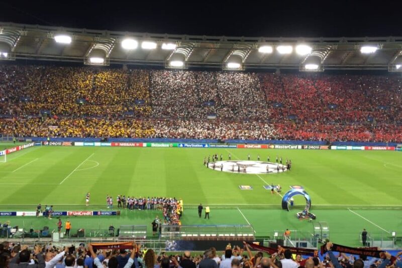 A packed Olympic Stadium crowd of 57,836 watched Roma tie defending champions Barcelona as the Champions League kicked off for Roma Wednesday night.