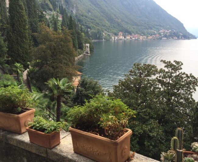 Lake Como, from a villa in Varenna, is dotted with 18 villages and connected by a convenient ferry system.