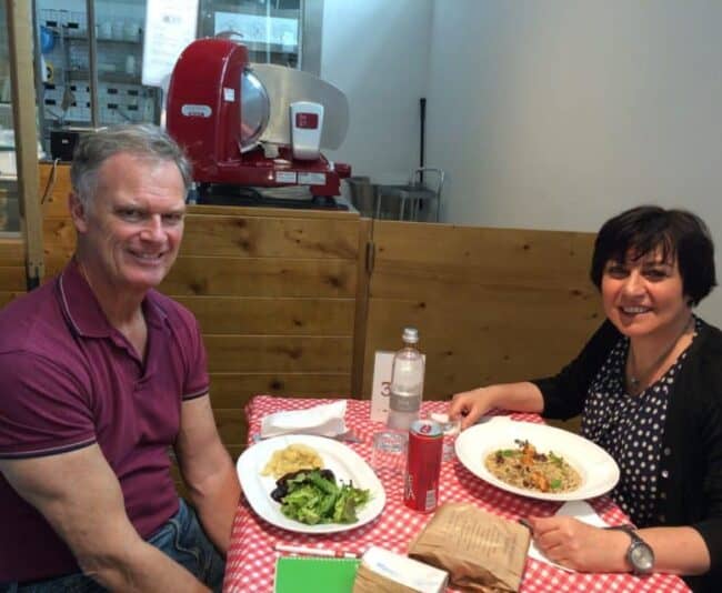 At Eataly with Maria Angela, one of an estimated 50 (language) scambio partners I've had over the years.