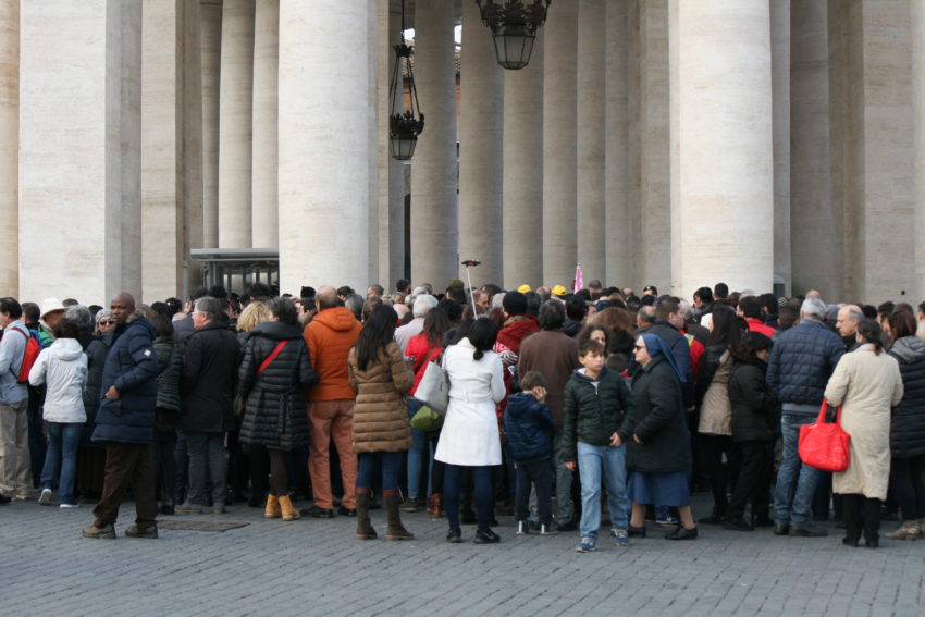 A small gathering waited to enter the Holy Door for the first time in 15 years.