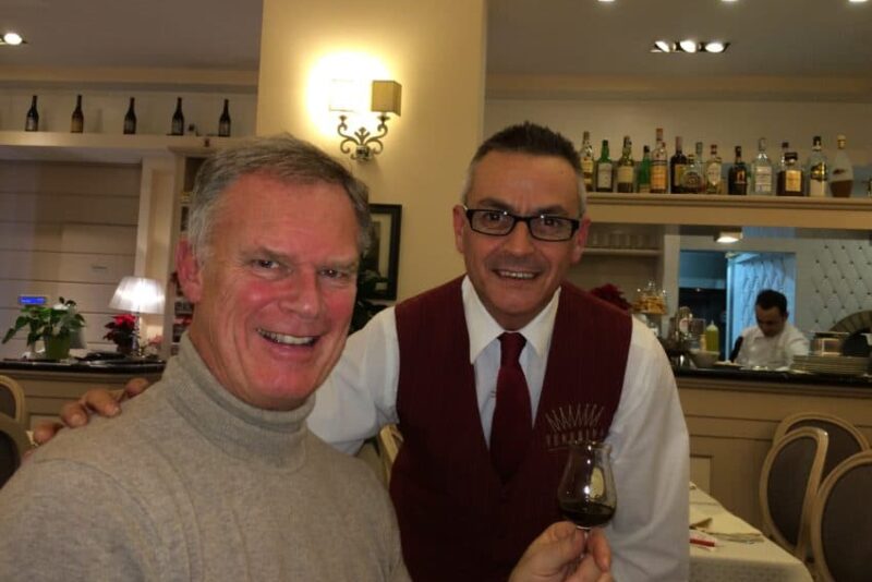 Me with Marco Uras, a waiter for 30 years, at Mamma Venerina near the Vatican.