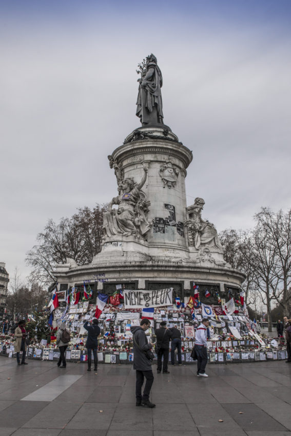 Place de la Republique, the symbol of the French republic, is near the terrorist sites. Photo by Marina Pascucci