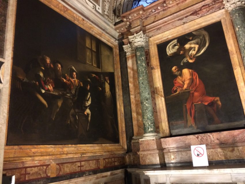 Caravaggios in the Chiesa di San Luigi dei Francesi.