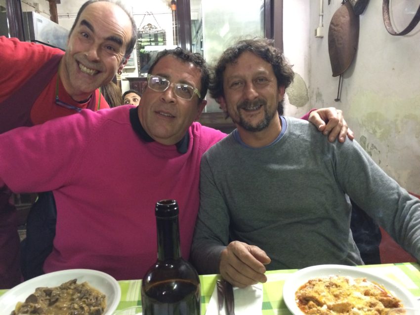 Angelo Bondi and Ivan Viti (and waiter behind) afterward at Betto & Meri.