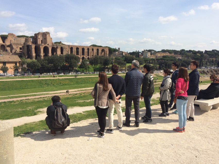Rome gets 10-12 million tourists a year and many of them come here. Palatino Hill, where the Ancient Roman aristocracy once lived, including Emperor Augustus, is in the background