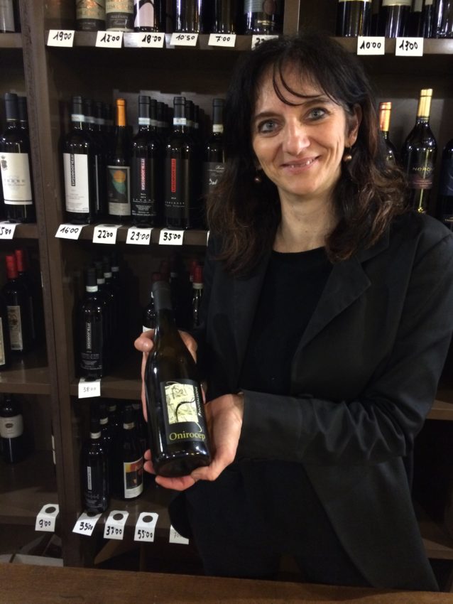 Simona of Enoteca Kursaal with our prized Pecorino wine. 