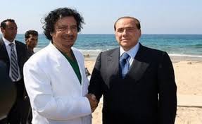 Berlusconi worked with Libya president Muammar Gaddafi to curb immigration from North Africa.