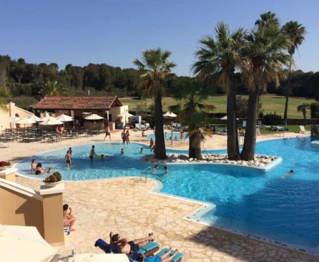 The pool at the Denia Marriott, located on the peninsula across the Gulf of Valencia from Ibiza.