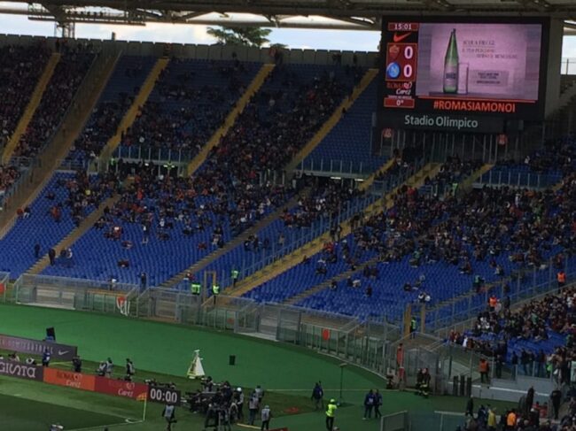 Olympic Stadium's Curva Sud was barely half full for last May's crucial match with Napoli.