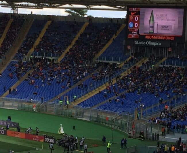 Olympic Stadium's Curva Sud was barely half full for last May's crucial match with Napoli.