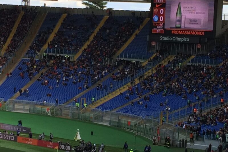 Olympic Stadium's Curva Sud was barely half full for last May's crucial match with Napoli.