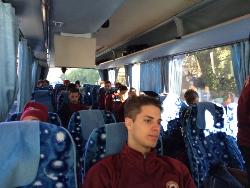 The team settling in for a long ride south.
