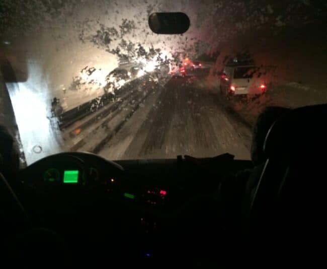 Snow and freezing temperatures greeted ASD Trastevere on its five-hour road trip to Puglia.