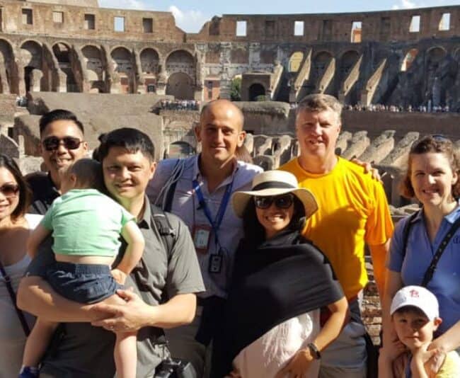 Luca De Angelis, center, has a master's in archaeology.