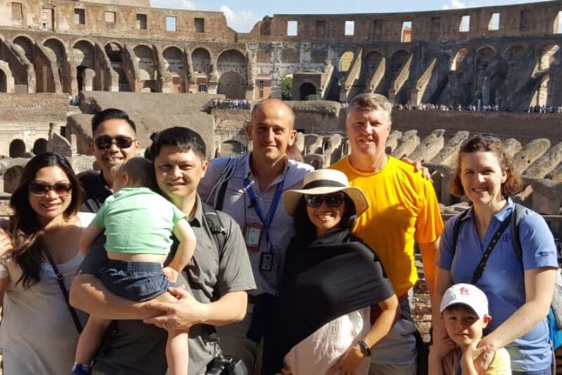 Luca De Angelis, center, has a master's in archaeology.