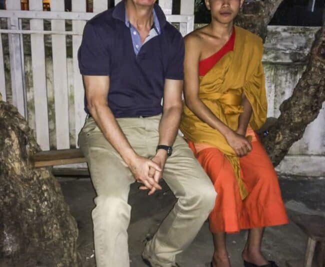 Me and Bounnakh, 19, outside his monastery in Luang Prabang, Laos.