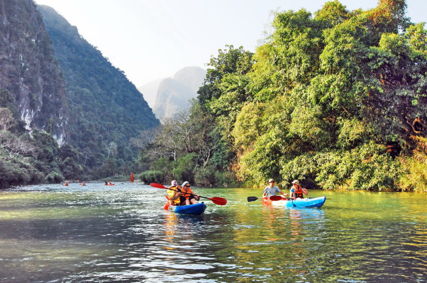 Kayaking has replaced tubing as the most popular activity on the Nam Song.