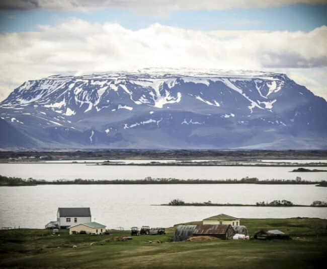 Hverfell crater across Lake Myvatn in North Iceland is one of the country's many majestic landmarks.