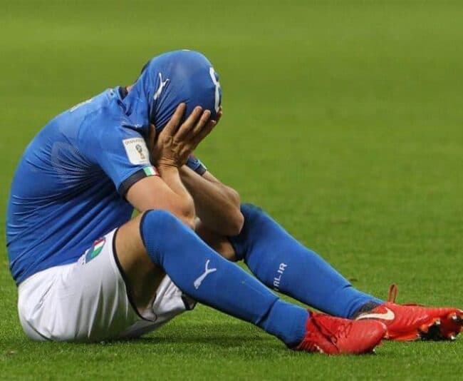 Alessandro Florenzi mirrors the feeling of his nation after the game. Photo NBC News
