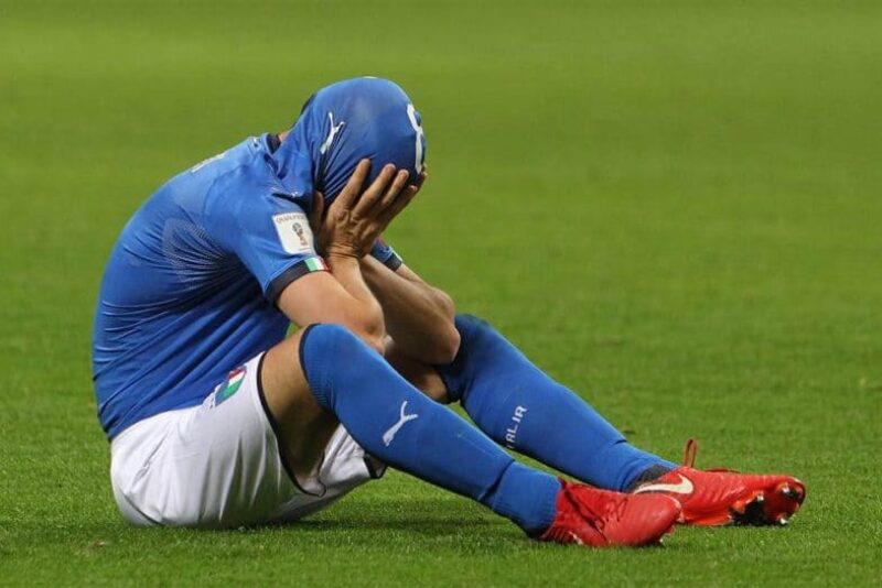 Alessandro Florenzi mirrors the feeling of his nation after the game. Photo NBC News