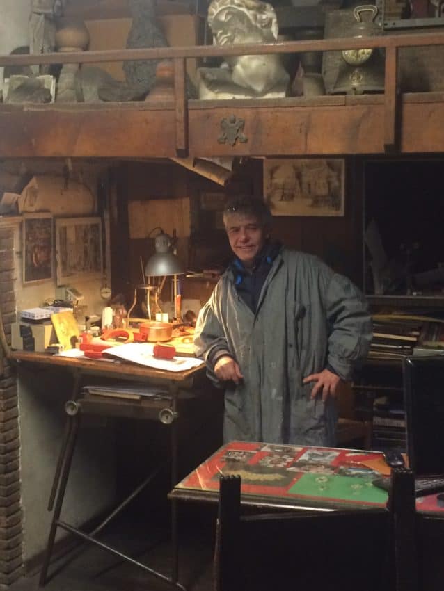 Paolo Pugelli, in the Bottega Mortet shop, has been an artisan for 48 of his 62 years.