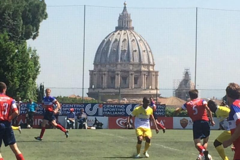 St. Peter's Basilica offered an appropriate backdrop for Saturday's final of the Clericus Cup, the Vatican soccer league made of priests and seminary students.